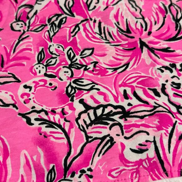 Lilly Pulitzer Girls Finn Long Sleeve Printed Top Pink & White Cotton Size L 8/1 - Picture 4 of 4